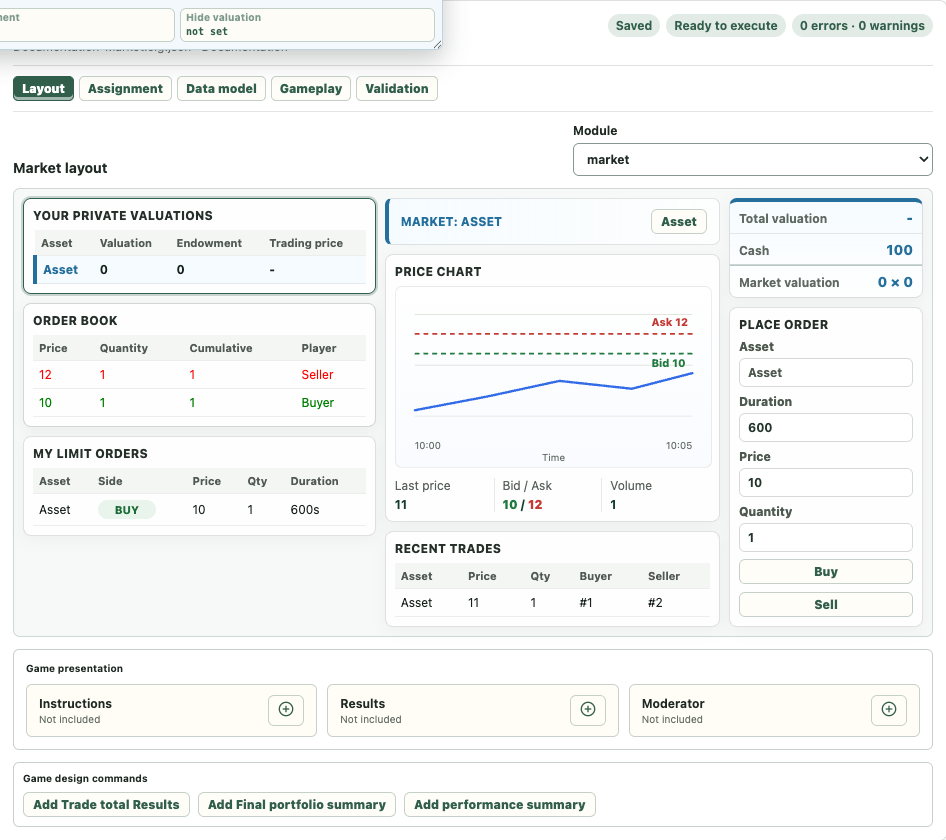 Market Layout editor